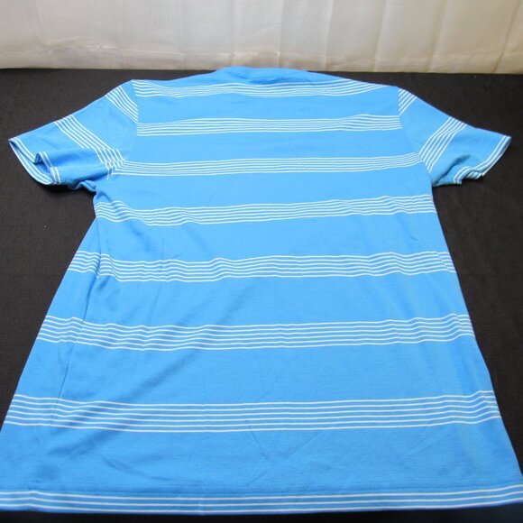 Cremieux Signature T Shirt Top Medium Aqua Blue Stripe Pullover Crew Neck Knit G - Picture 7 of 7
